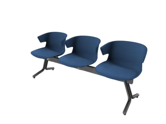 Wachtkamerbank 3Zittingen Kunststof Kuipen Blauw Frame Antraciet