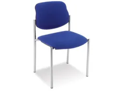 Bezoekersstoel,4Voeten Ronde Buis Verchroomd,Zitting Stof Blauw