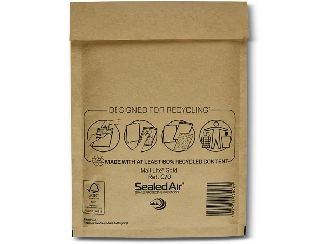 Mail Lite Gold Luchtkussenenveloppen C/0 150x210mm Kraft 200 stuks