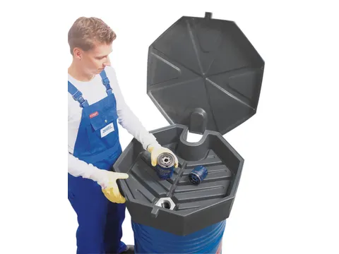 trechter,v. 200l vat,HxØ 190x690mm,m. deksel