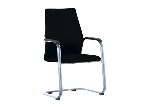 Conferentiestoel Serie 125 sledestoel frame Chroom stof zwart