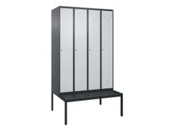 locker met bank,HxBxD 2120x1200x815mm,4vak,vak B 300mm,cil.-slot