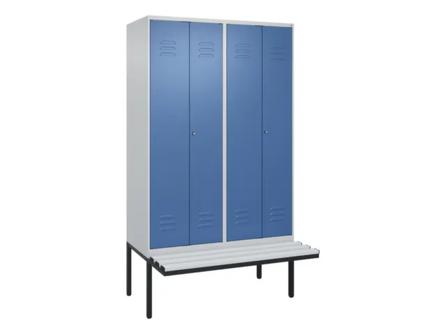 PBM-locker met bank,HxBxD 2120x1200x815mm,4vak,vak B 300mm,cil.-slot