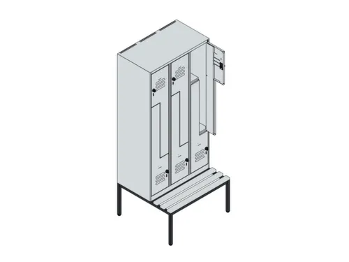 Z-garderobekast,HxBxD 2120x900x815mm,6vak,vak B 300mm,draaigrendel