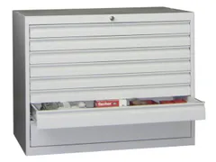 ladekast,HxBxD 800x1023x600mm,8lade(n),cil.-slot,RAL7035,front RAL3000