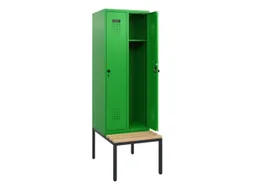 locker met bank,HxBxD 1950x600x815mm,2vak,vak B 300mm,draaigrendel