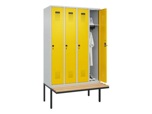 locker met bank,HxBxD 2120x1200x815mm,4vak,vak B 300mm,draaigrendel