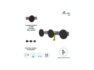 PMS3 wandkapstok zilvergrijs / zwart dubbele capaciteit - 3