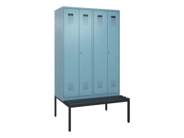 locker met bank,voor scheiding van kleding,HxBxD 2120x1200x815mm,4vak