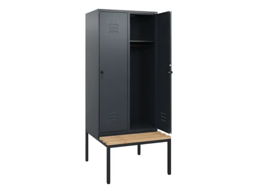 locker met bank,HxBxD 1950x800x815mm,2vak,vak B 400mm,draaigrendel