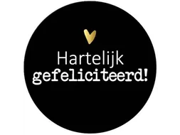 KP Sticker rond 40mm Hartelijk gefeliciteerd goud hart 250 stuks
