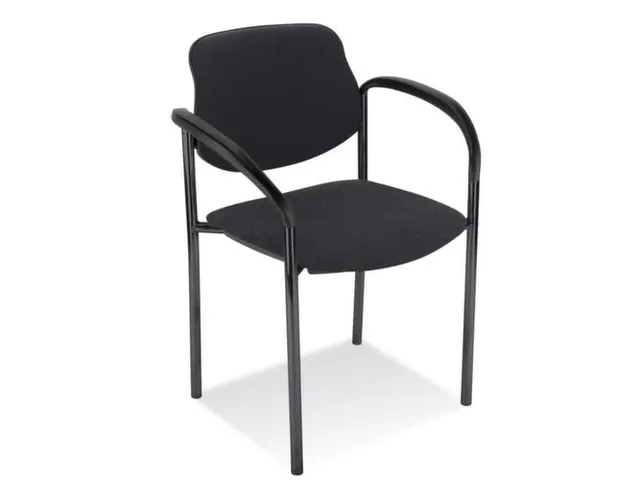 Bezoekersstoel,4Voeten Ronde Buis Zwart,M. Armleuningen