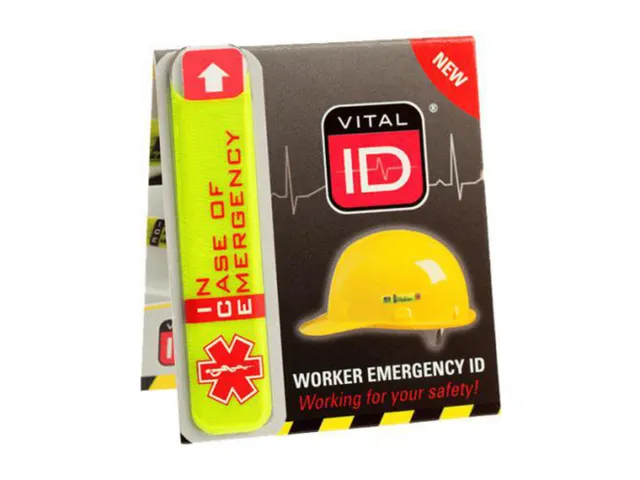 Relexim WSID01 Vital ID ICE tag voor op een veiligheidshelm, geel/rood