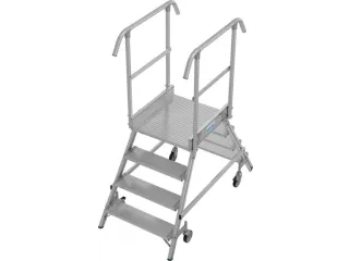 bordestrap,verrijdbaar,bordes H 1m,2x4treden,aluminium,4zwenkwielen - 2