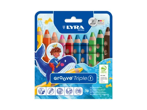 Kleurpotlood LYRA Groove Triple One extra dik set à 10 kleuren