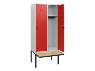 locker met bank,HxBxD 1950x800x815mm,2vak,vak B 400mm,draaigrendel - 2