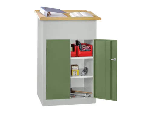 Massieve Lessenaarkast 1100/1200x700x600mm Ral 7035 Front Ral 6011