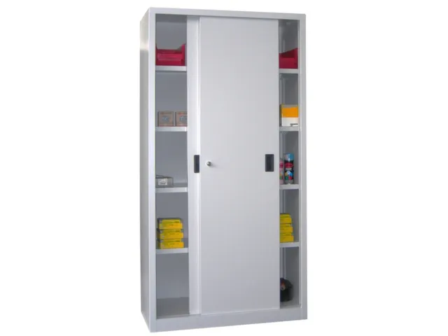 schuifdeurkast,HxBxD 1950x1000x600mm,RAL7035,front RAL5012