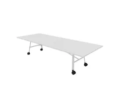 klaptafel,HxBxD 750x3200x1200mm,hoekig,4voeten wit,ovale buis,blad wit