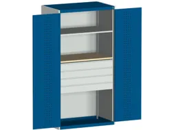 systeemkast 2000x1050x650mm 1 legbord 4 laden RAL7035, front RAL5010