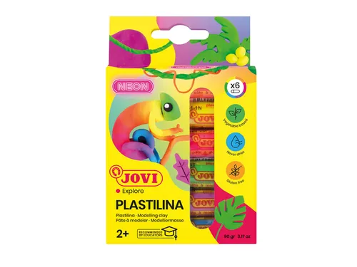 Boetseerklei Jovi plastalina 15gr neon kleuren assorti etui à 6 stuks
