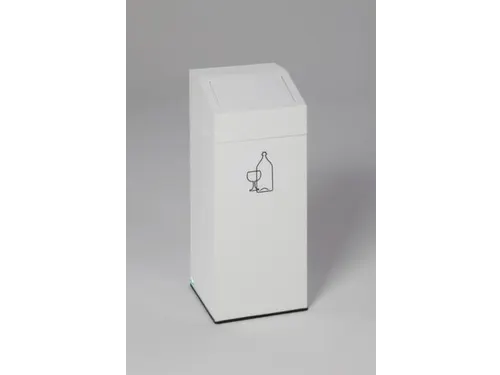 Afvalverzamelaar 45 liter HxBxD 790x320x320mm sticker wit glas RAL9016