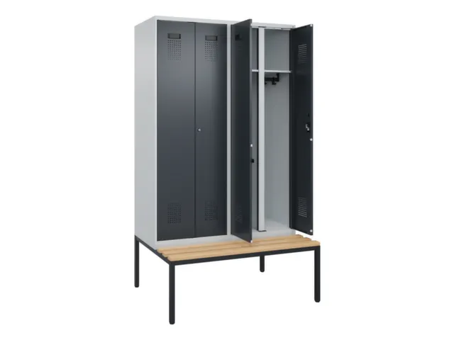 locker met bank,voor scheiding van kleding,HxBxD 2120x1200x815mm,4vak