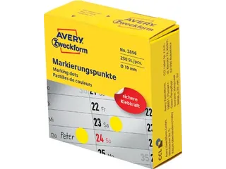 Avery marking dots, diameter 19mm, rol met 250 stuks, geel - 2