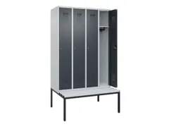 locker met bank,HxBxD 2120x1200x815mm,4vak,vak B 300mm,cilinderslot