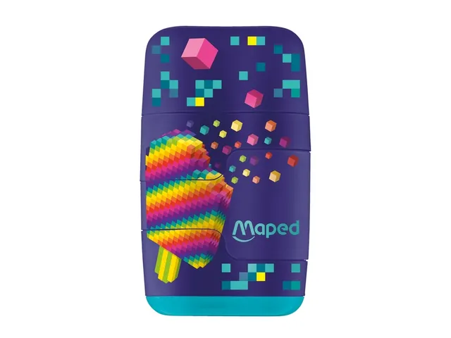 Puntenslijper Maped Pixel Party Connect 2-gaats met gum display à 20s