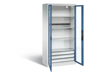 acculaadkast 1950x930x500mm 5stekkerdozen 230V cil.-slot front RAL5023 - 1