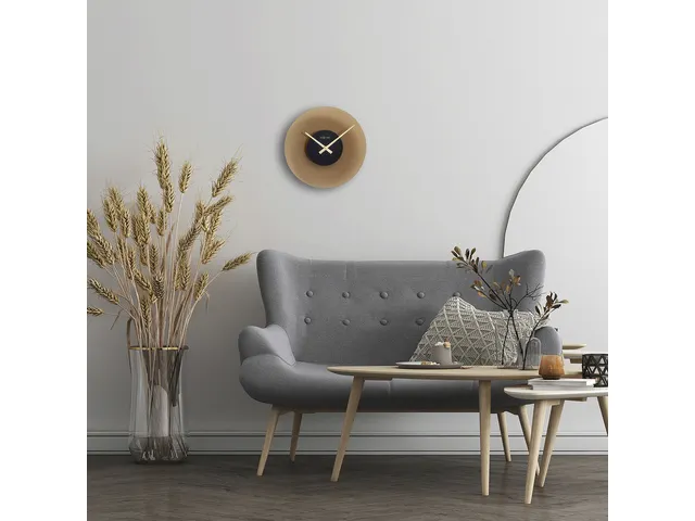 Stille wandklok - 40cm - Mat bruin - Glas - NeXtime "Float"