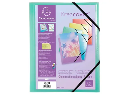 Elastomap Kreacover A4 3 Kleppen Assorti Pastel