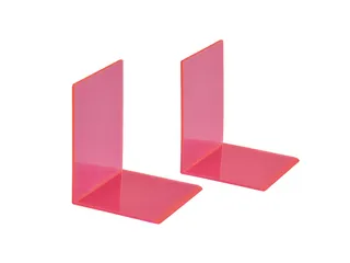 Boekensteun MAUL 10x10x13cm acryl set 2 neon rood transparant - 1