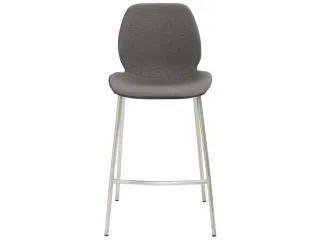 Barkruk mySOLO 4-poten RVS met Zitting stof Antraciet gemêleerd - 3