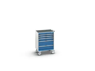 ladekast verrijdbaar 880x650x525mm 5laden romp RAL7035 front RAL5010 - 7