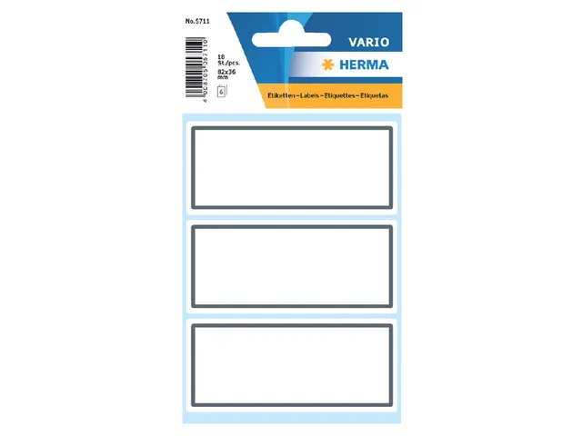 Schrift Etiket Herma 5711 36x80mm Wit met Grijs Kader 18 stuks