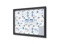 Vitrinekast mededelingenbord Outdoor 18xA4 met gasveer Zwart