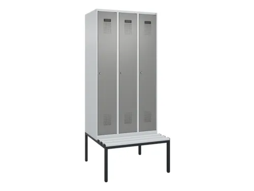 locker met bank,voor scheiding van kleding,HxBxD 2120x900x815mm,3vak