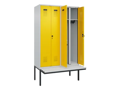 locker met bank,voor scheiding van kleding,HxBxD 2120x1200x815mm,4vak