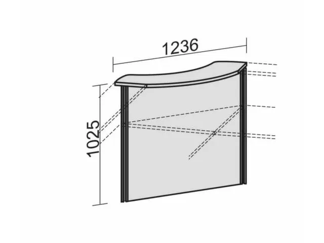 Rehausse banque d'accueil élém. d'angle tablette supérieure incurv