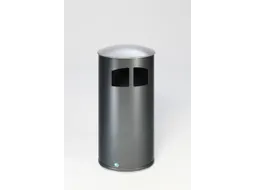 Afvalbak 75 liter HxØ 920x445mm 2inworpopeningen staal zilverkleurig
