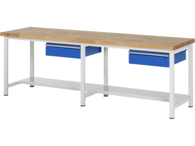 werkbank,HxBxD 840-1040x2500x900mm,beukblad,draagverm. 1250kg,4voeten