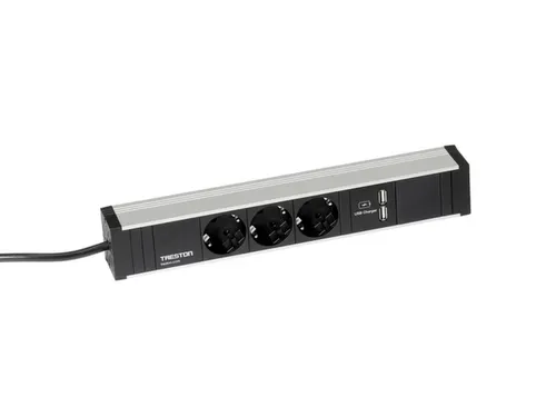 energielijst,v. montagetafel,HxBxD 52x331x44mm,3stekkerdozen,2 USB