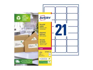 Etiket Avery LR7160-100 63.5x38.1mm recycled wit 2100 stuks - 1