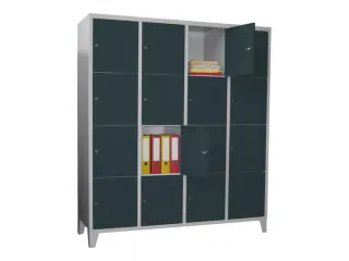 lockerkast,HxBxD 1850x1600x500mm,4x4vakken,RAL7035,front RAL7016 - 2