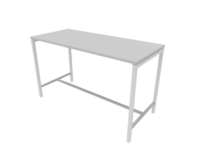 statafel,HxBxD 1070x1800x800mm,hoekig,met 4-voeten wit,blad grijs