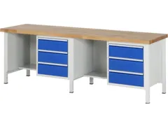 werkbank,HxBxD 840-1040x2500x700mm,beukblad,draagverm. 1250kg