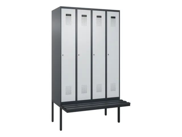 locker met bank,voor scheiding van kleding,HxBxD 2120x1200x815mm,4vak
