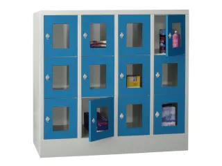 lockerkast,HxBxD 1187x1200x500mm,4x3vakken,RAL7035,front RAL5012 - 2